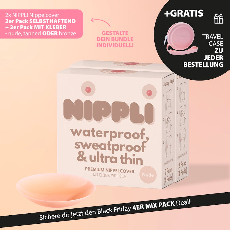 Pack Mix 4 paires de cache-tétons auto-adhésifs + avec colle