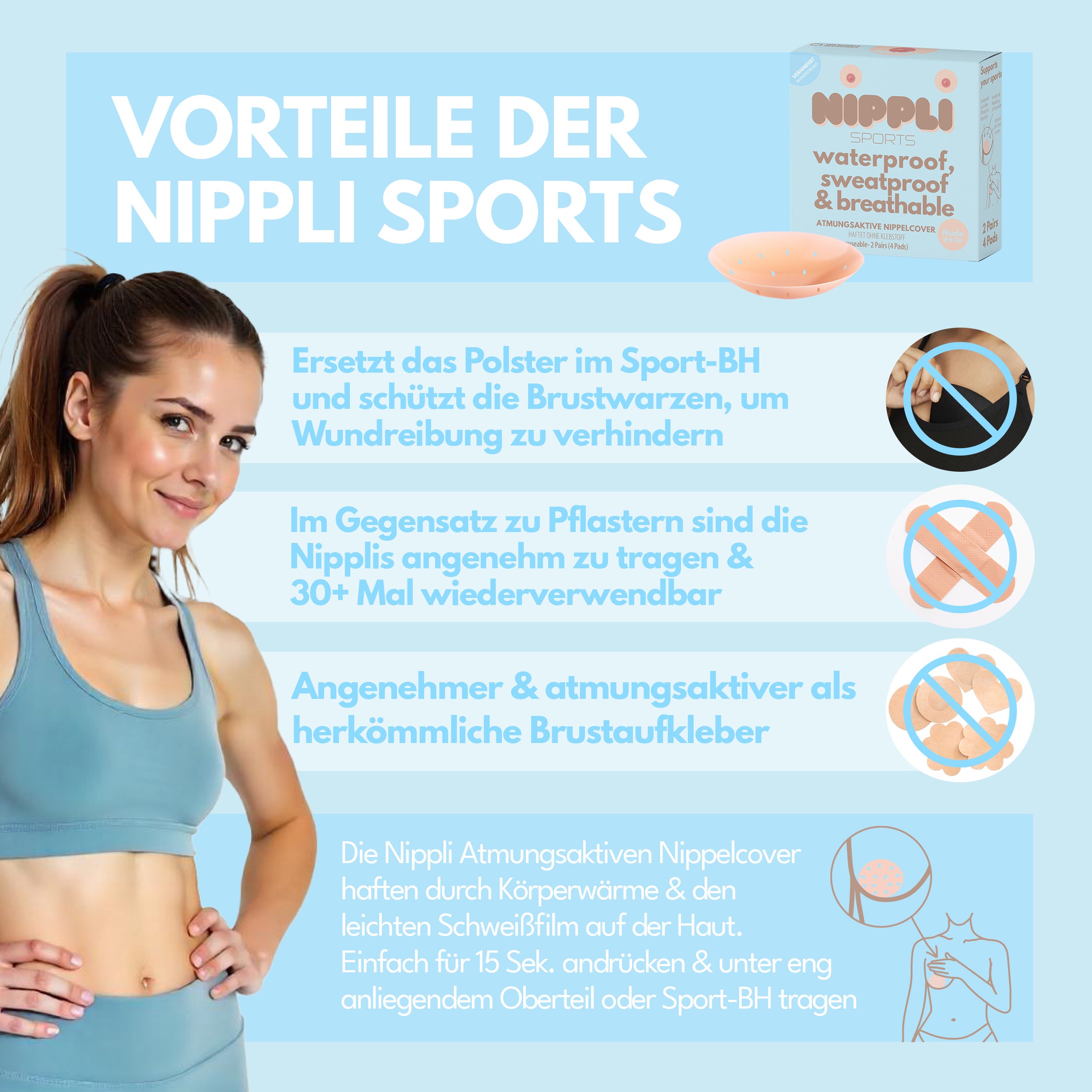 Atmungsaktive Nippelcover (2 Paar) 4 St.