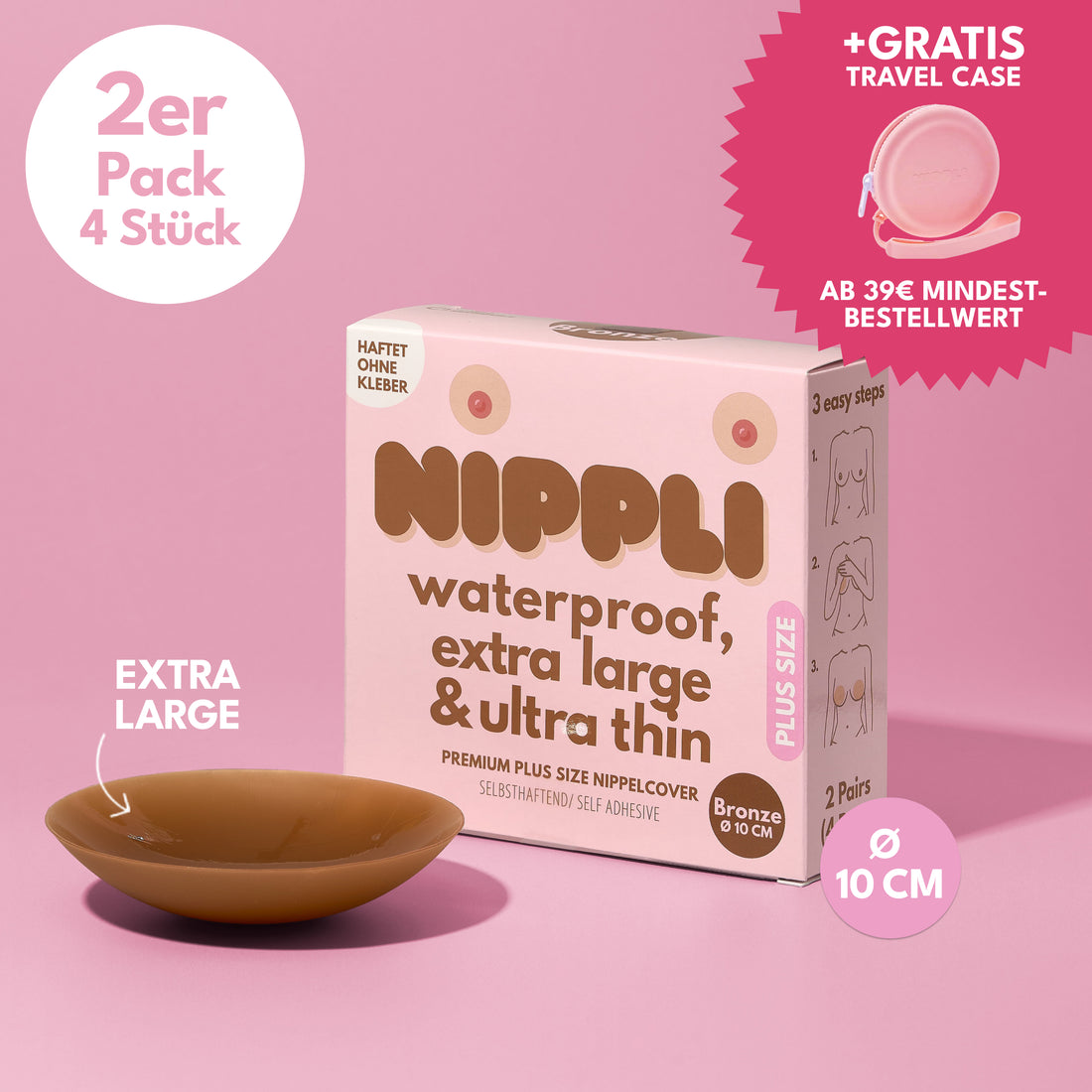 Lot de 2 couvre-tétons grande taille COULEUR Bronze (2 paires) 4 pièces.