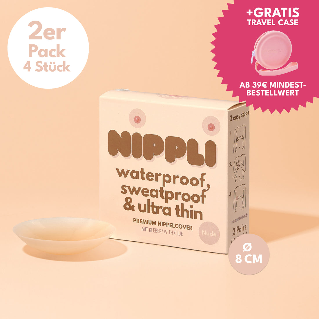 Protetores de mamilo em pacote duplo, cor nude (2 pares), 4 unidades.