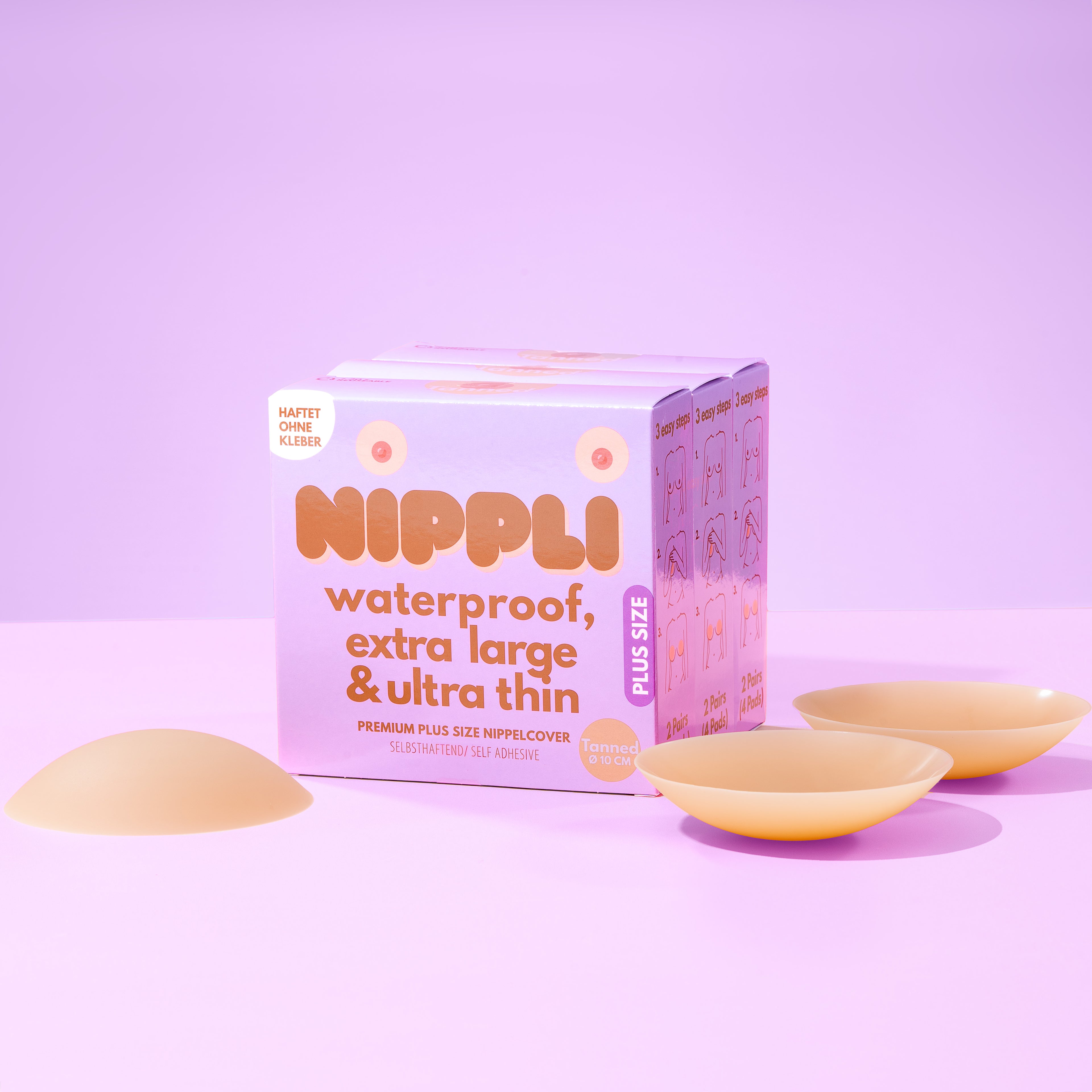 Dubbelverpakking plus-size tepelcovers, kleur gebruind (2 paar) 4 stuks.