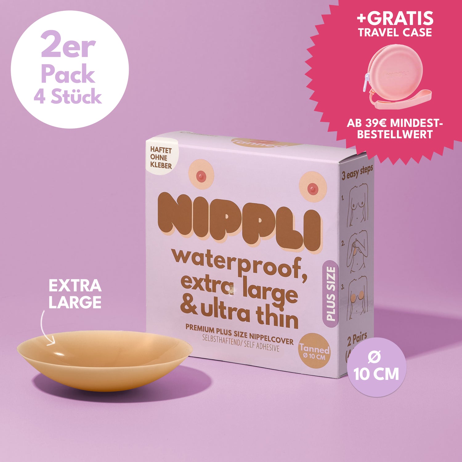 Dubbelverpakking plus-size tepelcovers, kleur gebruind (2 paar) 4 stuks.
