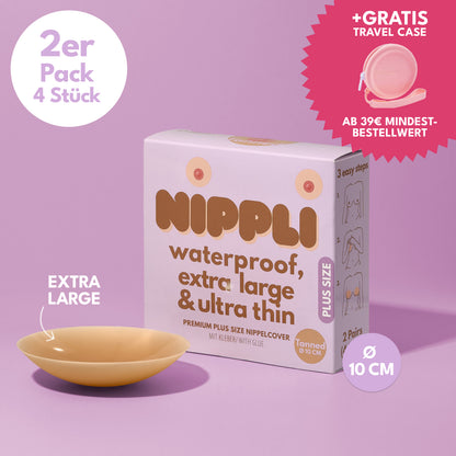 Dubbelverpakking plus-size tepelcovers, kleur gebruind (2 paar) 4 stuks.