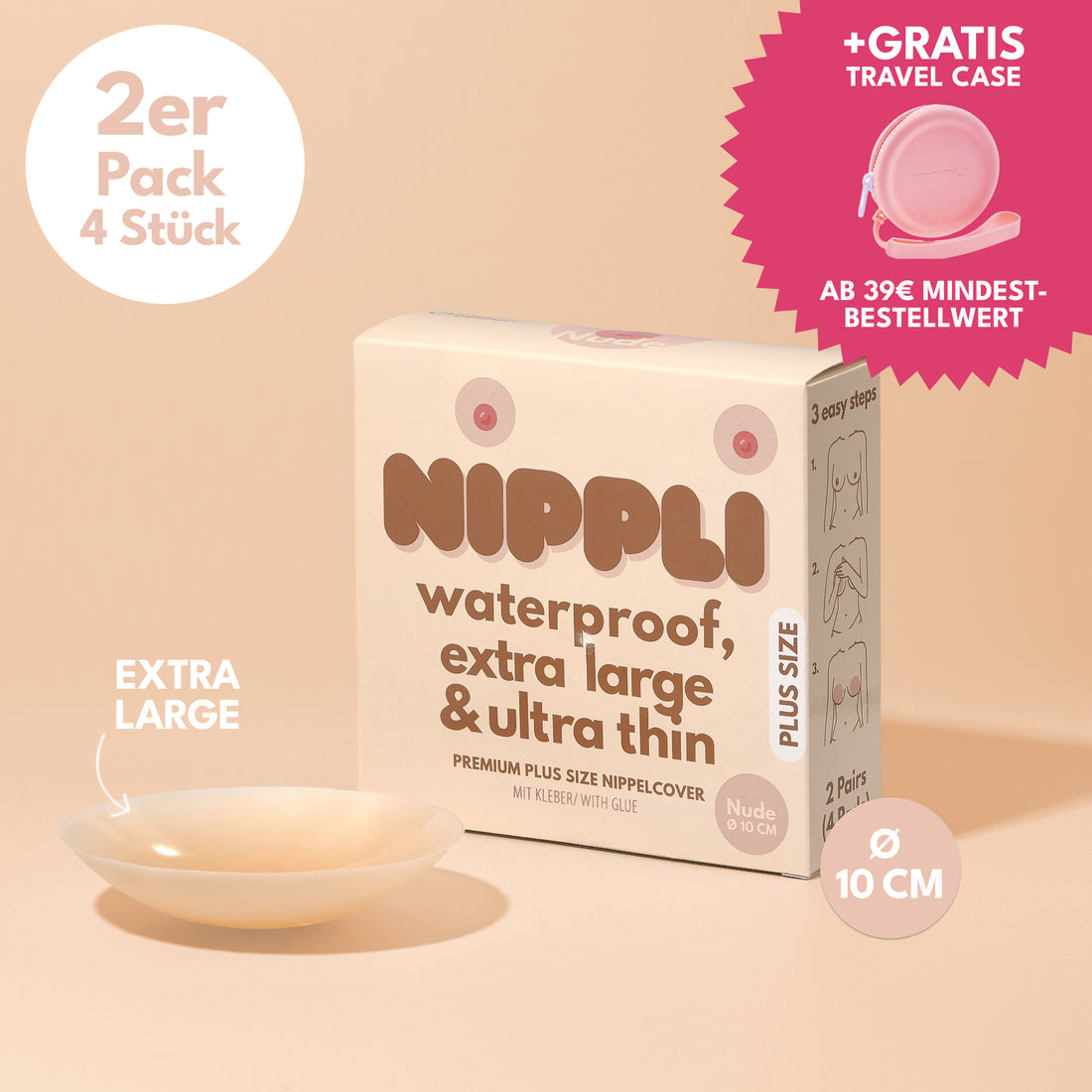 Pacote Duplo de Protetores de Mamilo Tamanho Plus Size COR NUDE (2 pares) 4 unidades.