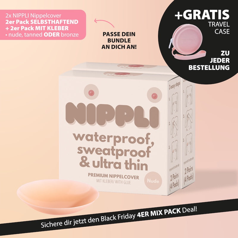 Pack Mix 4 paires de cache-tétons auto-adhésifs + avec colle